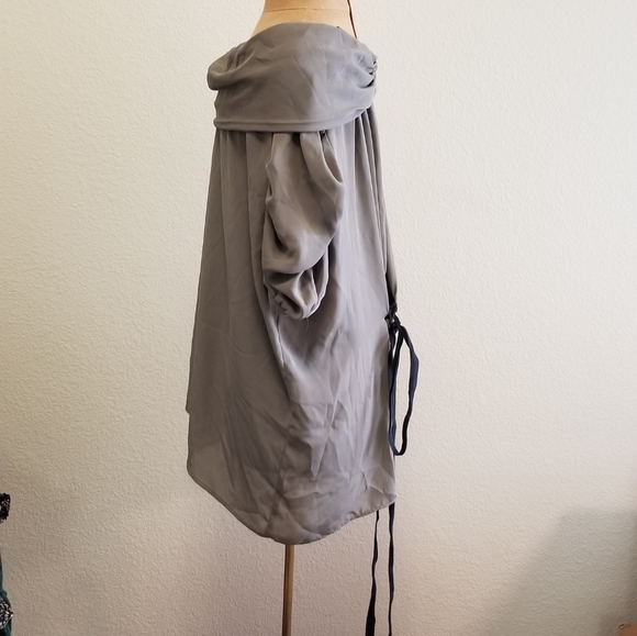 ZARA Cowl Neck Top w/ Ruched Puff Sleeves - Picture 2 of 4